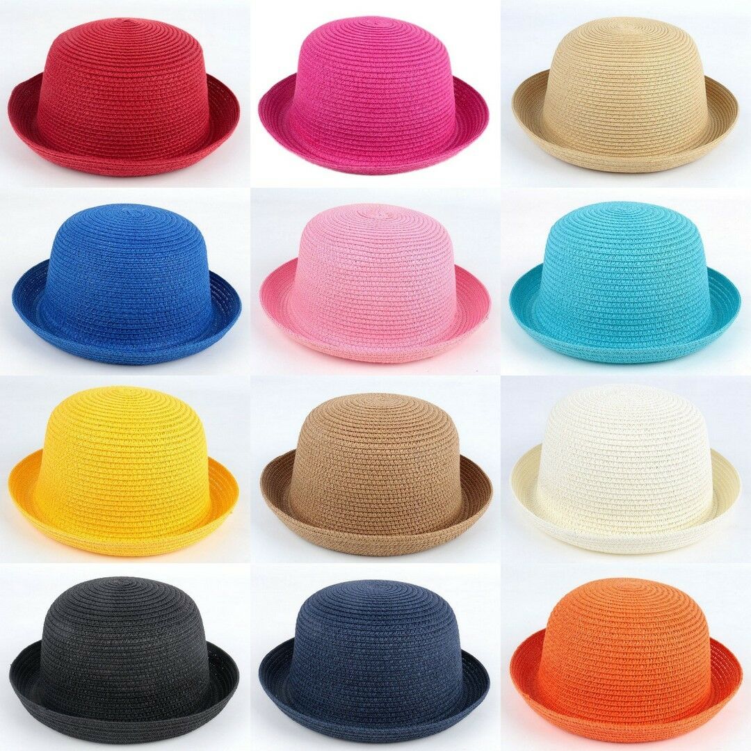 Bucket Hat Straw - Chapeau Derby en Paille pour Femme,