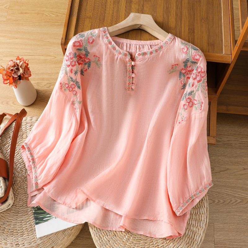 Linen Shirt Breathable - Style chinois vêtements pour femmes Blouses