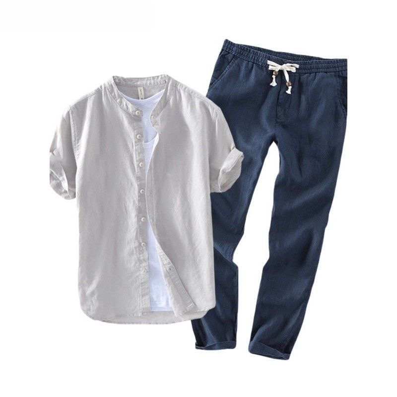 Linen Shirt Breathable - Ensemble chemise et t-shirt décontractés en