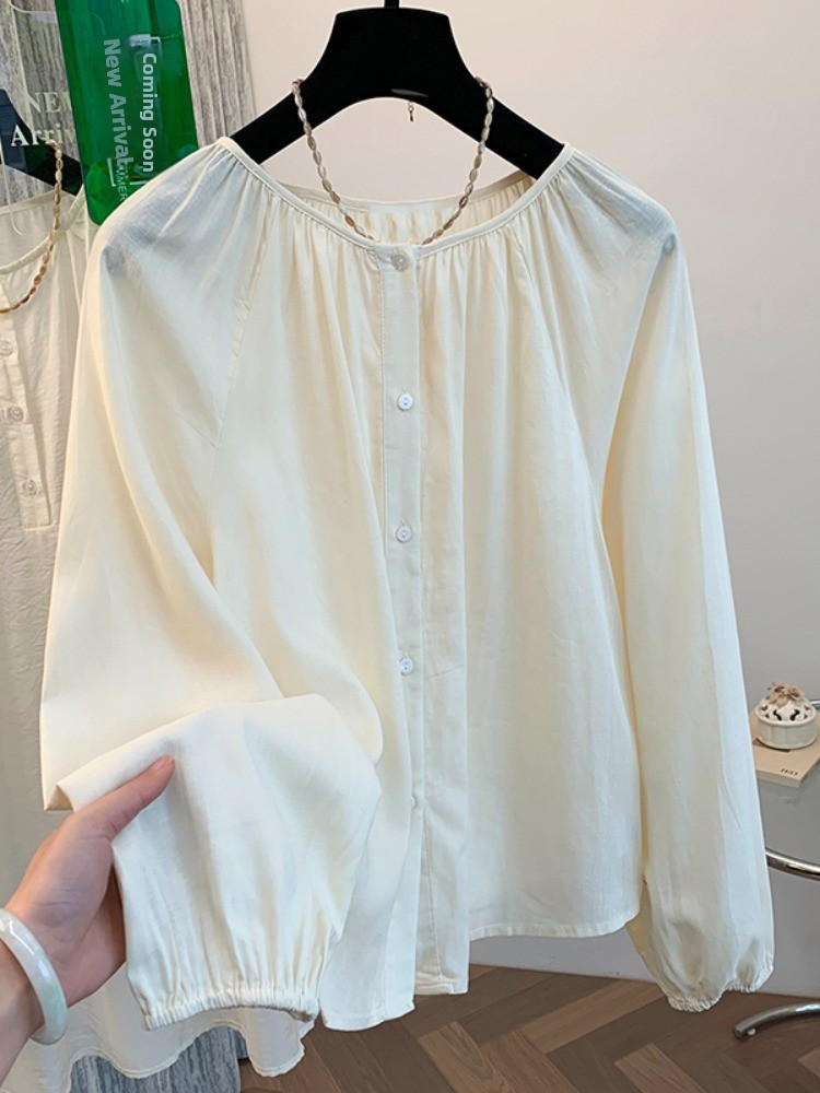 Linen Shirt Breathable - Chemisier Rétro en Chanvre à Manches