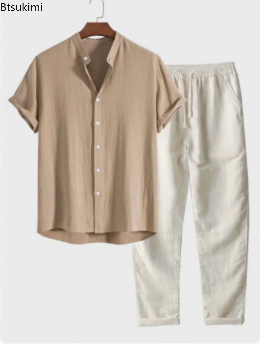 Linen Shirt Breathable - Ensemble deux pièces décontracté pour homme