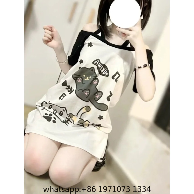 Tee Graphic Print - T-shirts graphiques japonais patchwork pour femmes,