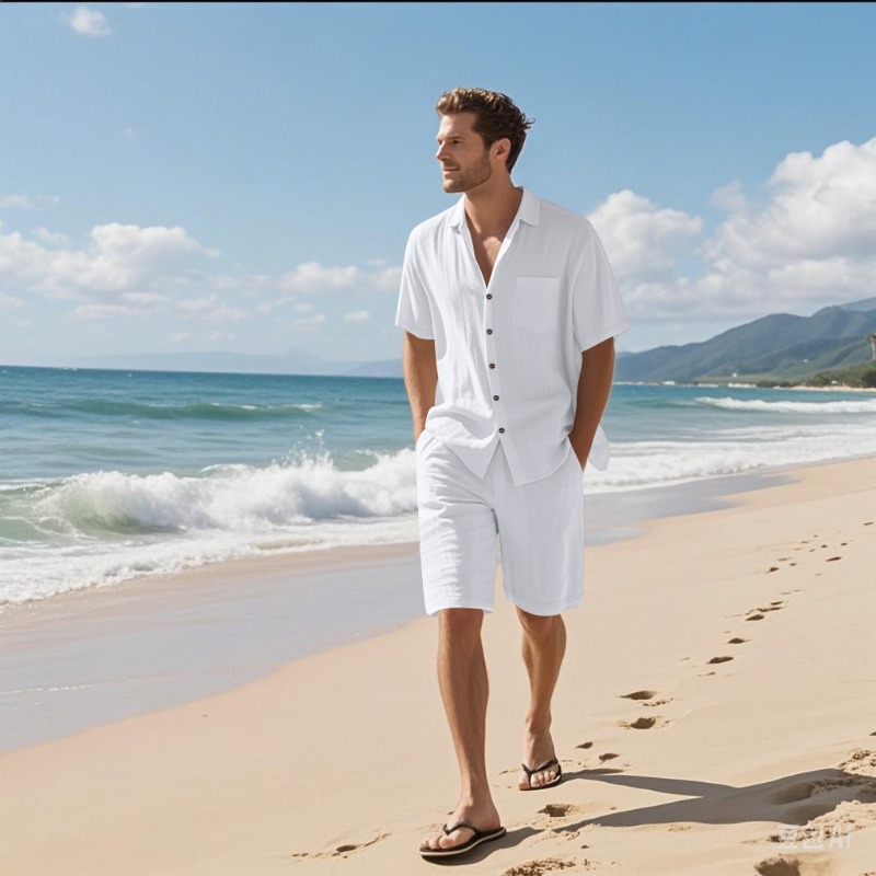 Ensemble chemise et short en l - Linen Shirt Breathable avis et prix