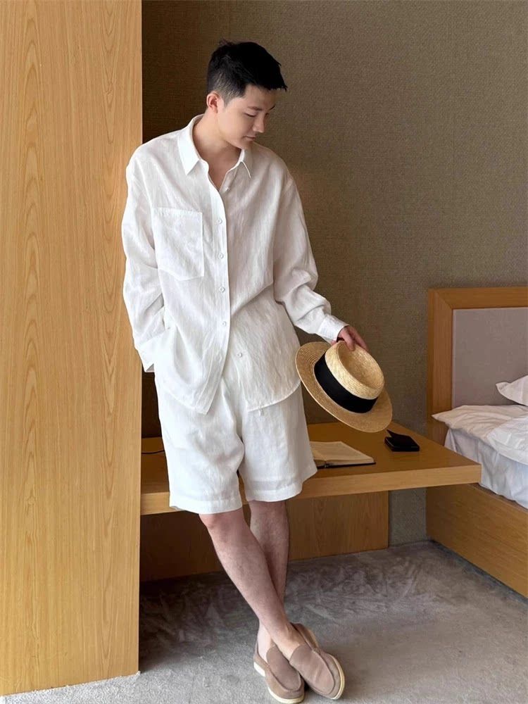 Ensemble en lin tendance pour  - Linen Shirt Breathable avis et prix
